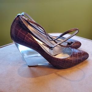 GIUSEPPE Brown Wedge Pumps